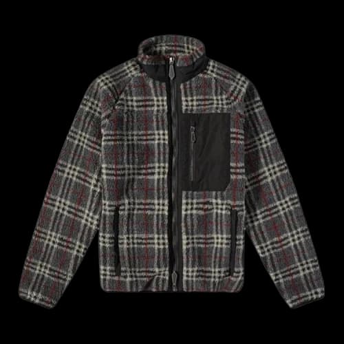 Burberry Full Zip Fleece Check Top 'Dark Charcoal'