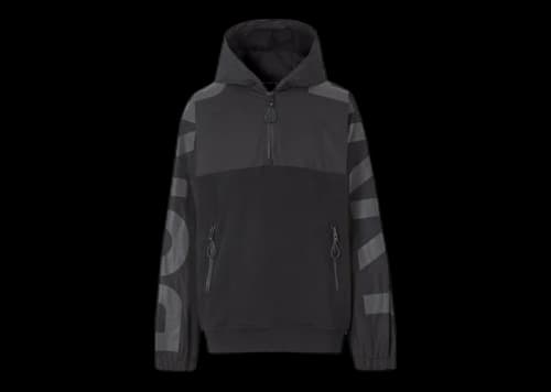 Burberry Reflective Logo Print Quarter-Zip Jacket Black