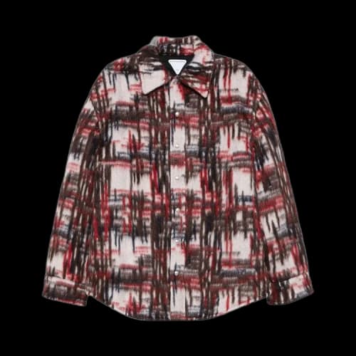 Bottega Veneta Knit Plaid Overshirt Jacket 'White/Red/Brown'
