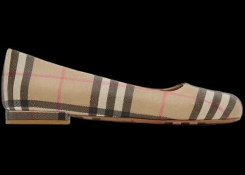 Burberry Joy Vintage Check Patent Ballerina Flat Beige (Women's)