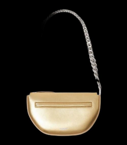 Burberry Mini Metallic Leather Olympia Shoulder Bag Gold