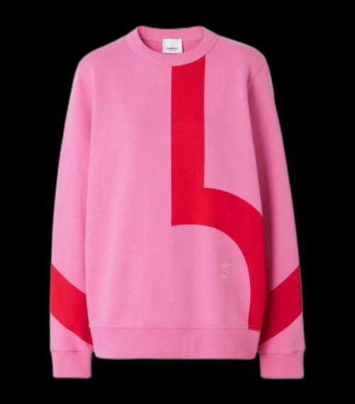 Burberry Fairhall Flag Print Cotton Sweatshirt Primrose Pink