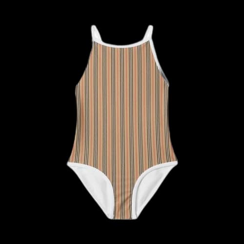 Burberry Kids Icon Striped One Piece Swimsuit 'Archive Beige'