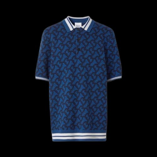 Burberry Monogram Jacquard Polo Shirt 'Royal Blue'