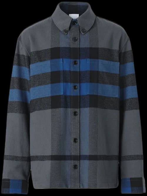 Burberry Vintage Check Flannel Button-Down Shirt Grey/Blue