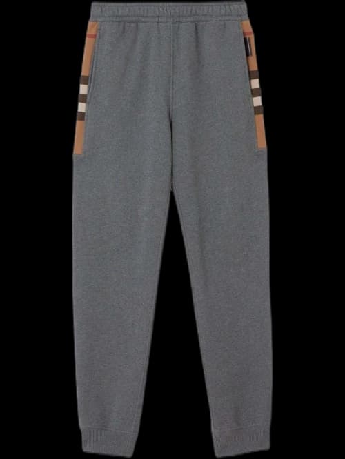 Burberry Check-Panel Track Pants Dark Grey