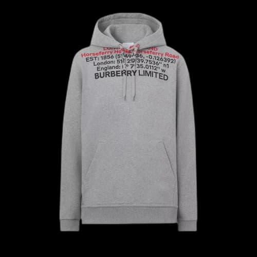 Burberry Horseferry Location Print Hoodie Gray
