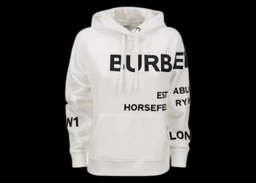 Burberry Horseferry Print Cotton Oversized Hoodie White