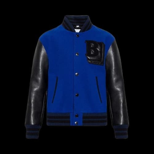 Burberry Leather Sleeve Technical Varsity Jacket 'Oceanic Blue'