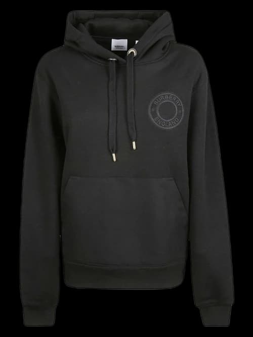 Burberry Logo Embroidered Hoodie Black