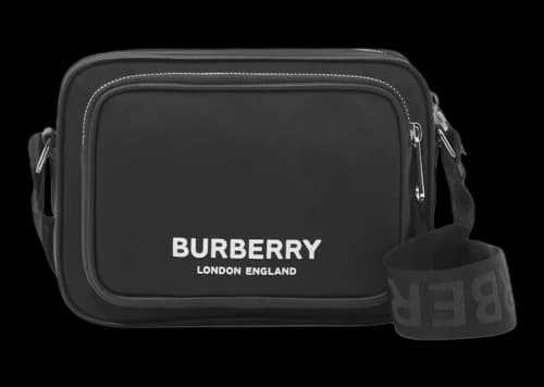 Burberry Logo Print Nylon Crossbody Bag Black