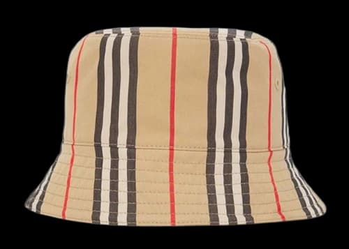 Burberry Reversible Icon Stripe Bucket Hat Beige