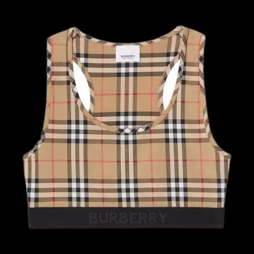 Burberry Logo Detail Vintage Check Bra Top 'Archive Beige'