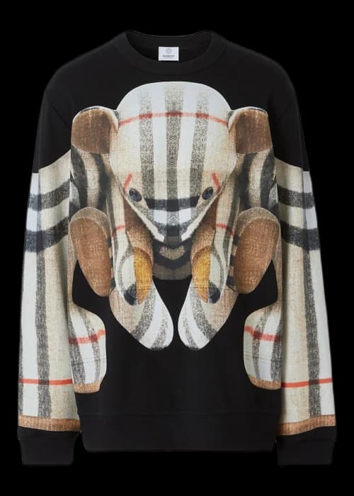Burberry Thomas Bear Print Cotton Oversized Sweatshirt Black/Archive Beige
