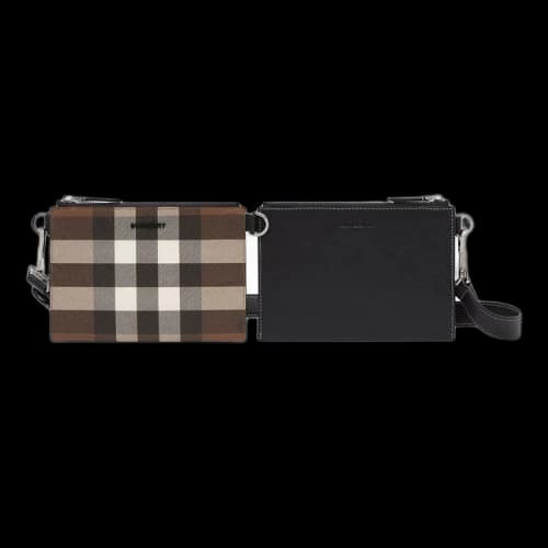 Burberry Check And Leather Link Pouch Crossbody Bag 'Dark Birch Brown'