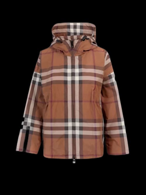 Burberry Woman Traditional Check Motif Nylon Jacket Brown