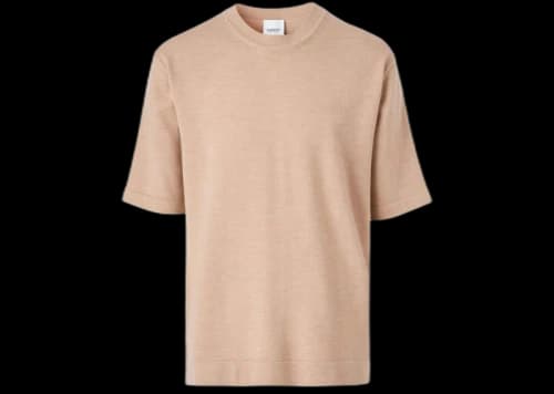 Burberry Monogram Motif Wool-Silk T-Shirt Beige