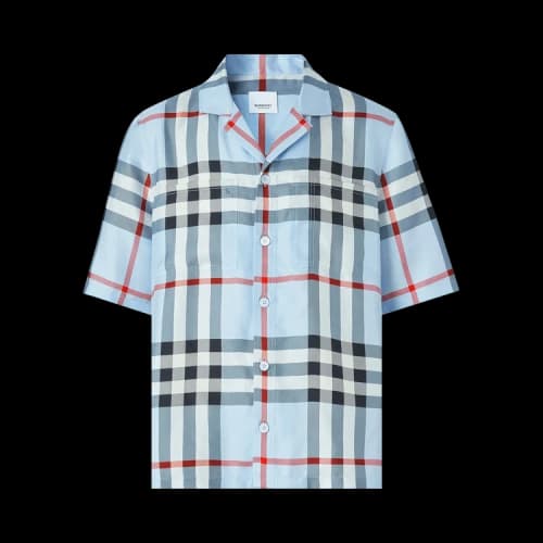 Burberry Silk Check Short-Sleeve Shirt 'Pale Blue'