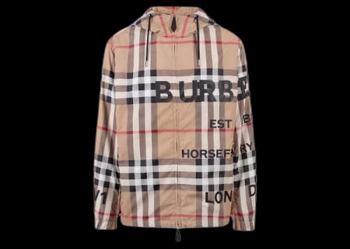 Burberry Tartan Motif Nylon Jacket Beige