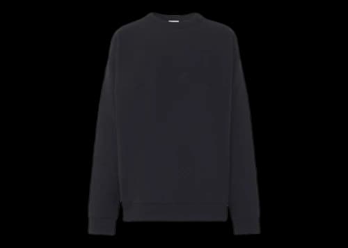 Burberry Logo Embossed Cotton Crewneck Sweatshirt Black