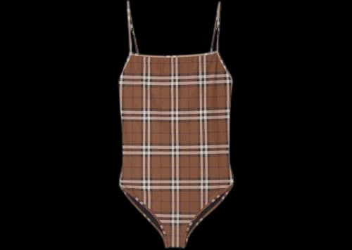 Burberry Check One-piece Swimsuit Dark Birch Brown