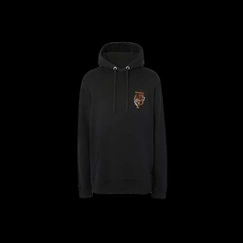 Burberry Tiger Graphic Cotton Hoodie Black