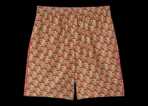 Burberry Tiger Print Silk Shorts Beige Red