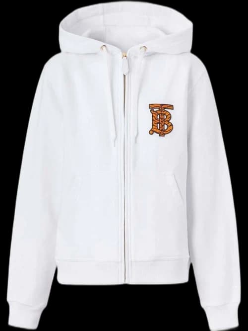 Burberry Tiger TB Monogram Motif Hoodie White