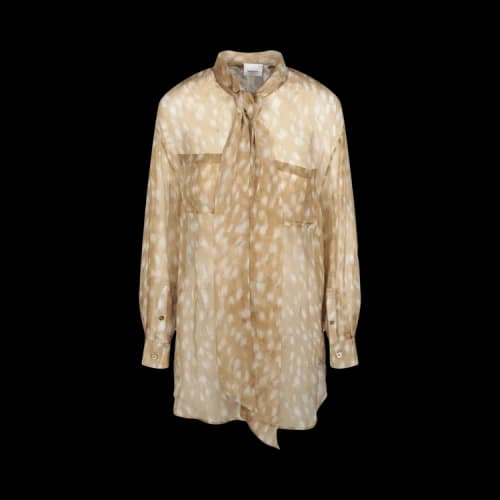Burberry Tied Deer Printed Silk Blouse 'Tan'