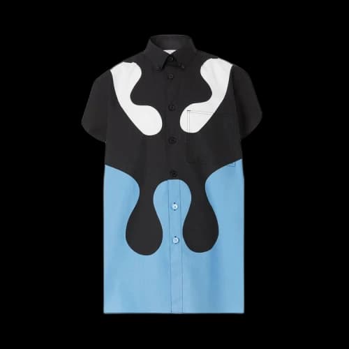 Burberry Abstract Print Cotton Button Down Shirt 'Blue Topaz'