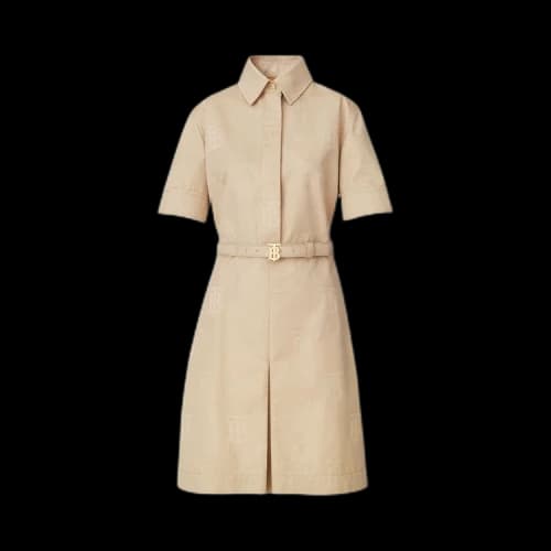 Burberry Short-Sleeve Monogram Motif Dress 'Soft Fawn'