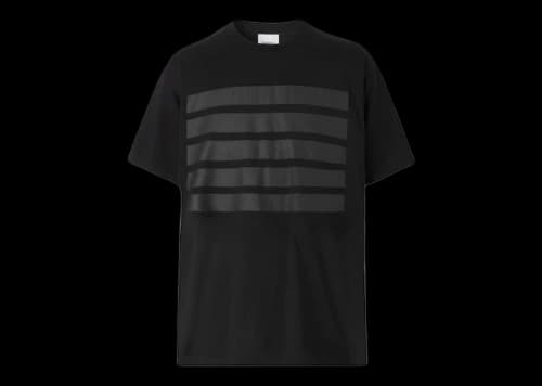 Burberry Horseferry Stripe Print Cotton Oversized T-shirt Black