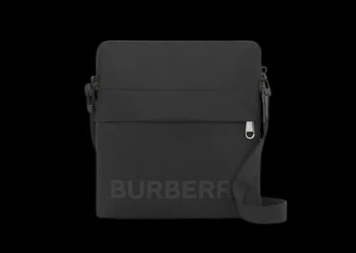 Burberry Logo Print Nylon Crossbody Bag Black