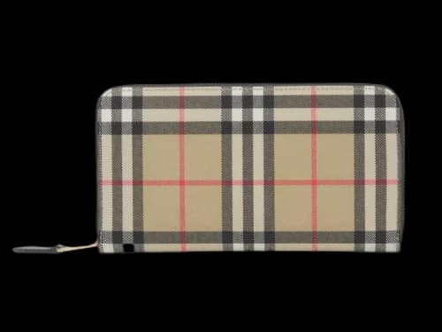 Burberry Vintage Check and Leather Ziparound (12 Card Slot) Wallet Archive Beige/Black