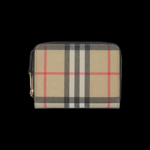 Burberry Vintage Check And Leather Zip Wallet 'Archive Beige/Black'