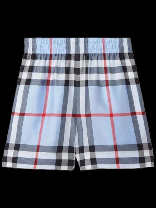 Burberry Check-Pattern Silk Shorts Blue