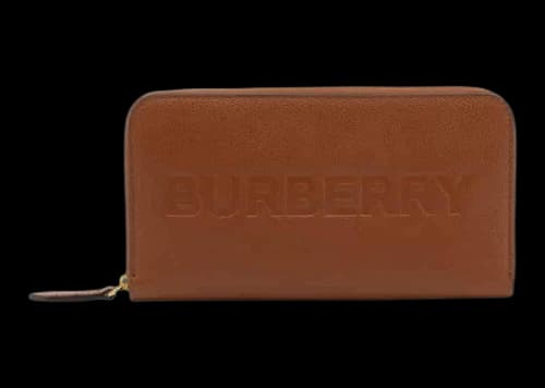 Burberry Embossed Leather Zip-Around Wallet Tan