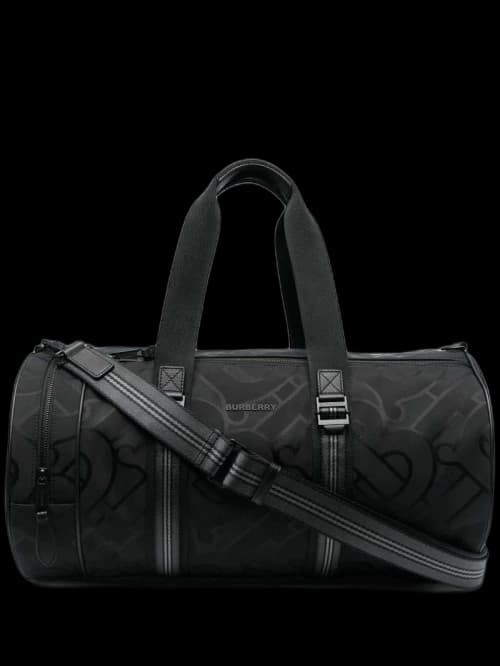 Burberry Monogram Jacquard Medium Barrel Bag Black