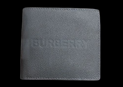 Burberry Embossed Leather Bifold Wallet Grey