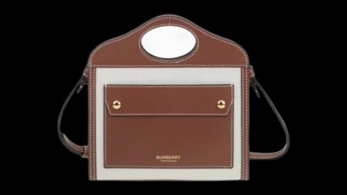 Burberry Two-Tone Canvas and Leather Micro Pocket Bag Beige/Brown