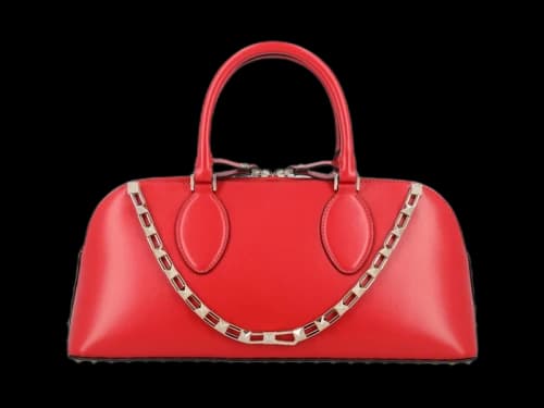 Valentino Leather Rockstud East-West Handbag Red