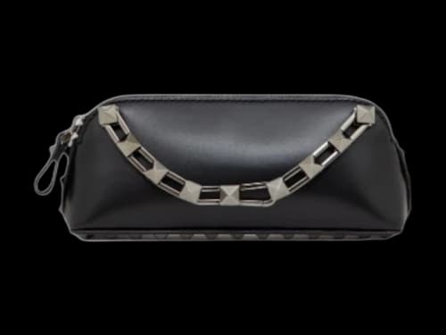Valentino Mini Rockstud Shiny Calfskin Clutch Black