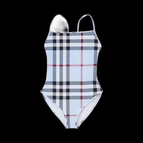 Burberry Check Stretch Nylon Swimsuit 'Pale Blue'
