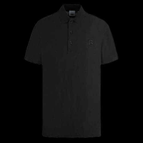 Burberry Letter Graphic Cotton Pique Polo Shirt Black