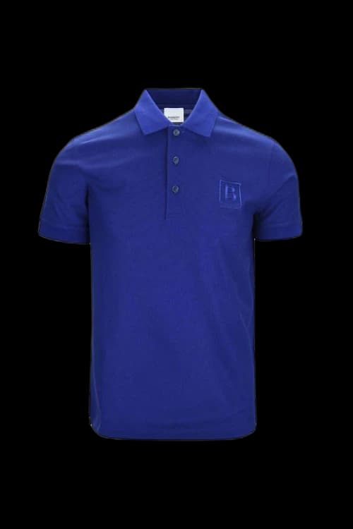 Burberry Letter Graphic Cotton Pique Polo Shirt Blue