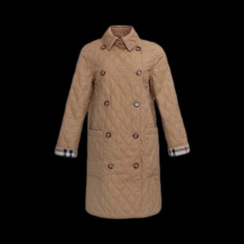 Burberry Tything Diamond Quilted Long Jacket Beige