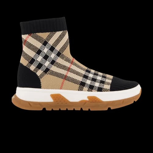 Burberry Union Sock Sneaker Kids 'Vintage Check Black Beige'