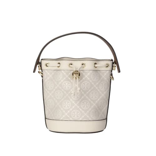 Tory Burch Mini T Monogram Bucket Bag Ivory