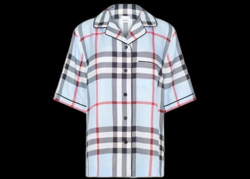 Burberry Tierney Silk Shirt Pale Blue IP Check