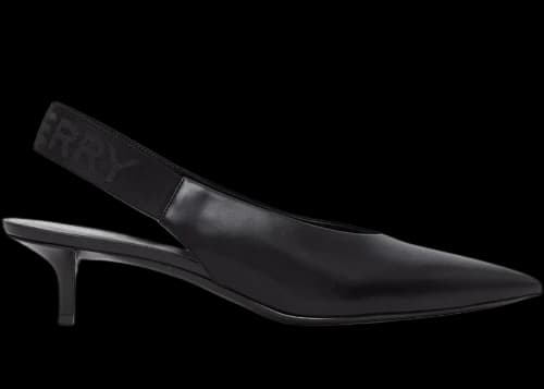 Burberry Malinda Leather Kitten Heel Slingback Pumps Black (Women's)